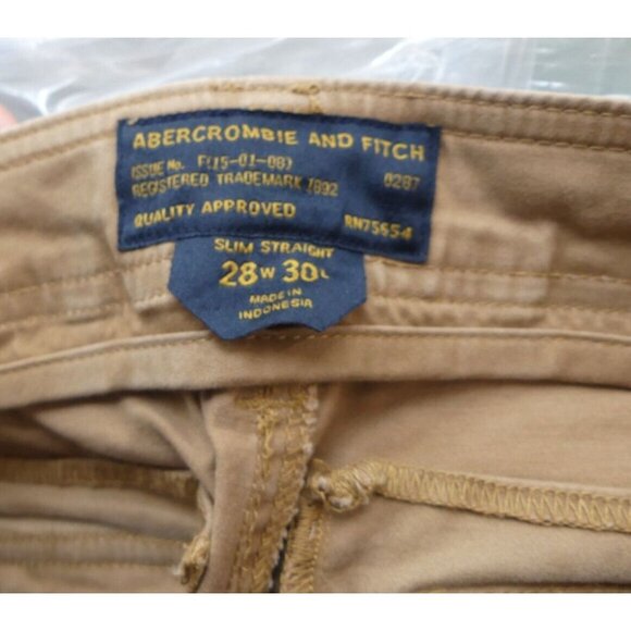 VTG Abercrombie & Fitch 28x30 Pants Paratrooper Cargo Mens Slim Straight Tan Y2K - Picture 8 of 11